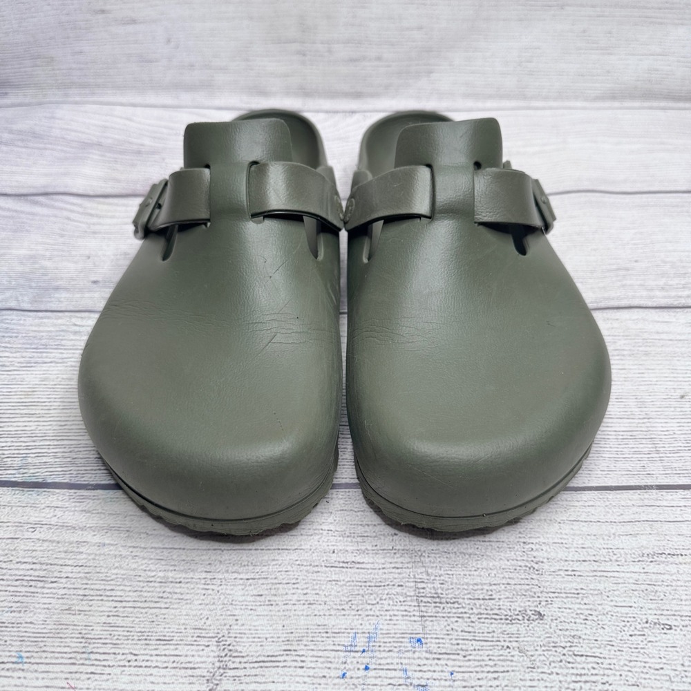 Birkenstock Boston EVA Clogs Mens 12 Khaki Green Waterproof Sandals 45 L12 M12